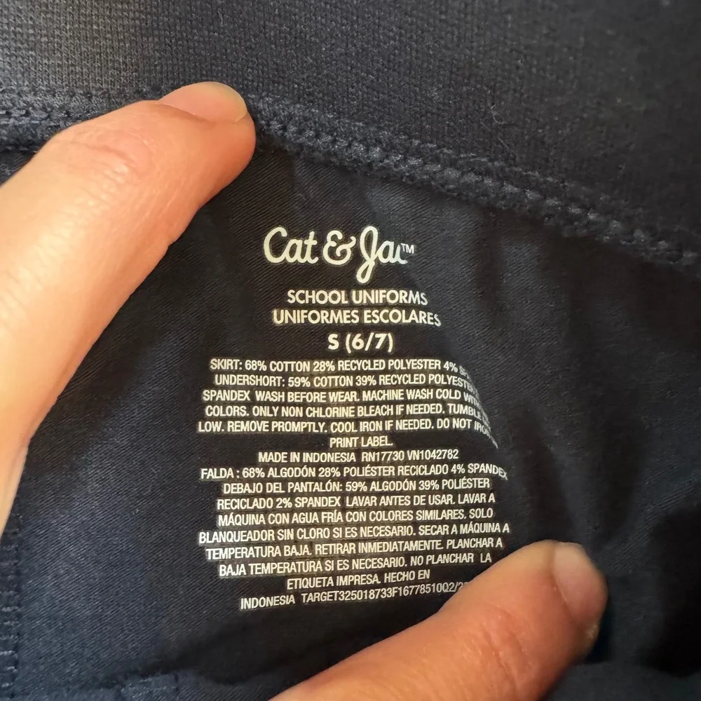 Cat & Jack Girls Navy Blue School Uniform Skort Size S 6/7 Stretch Wrap Front